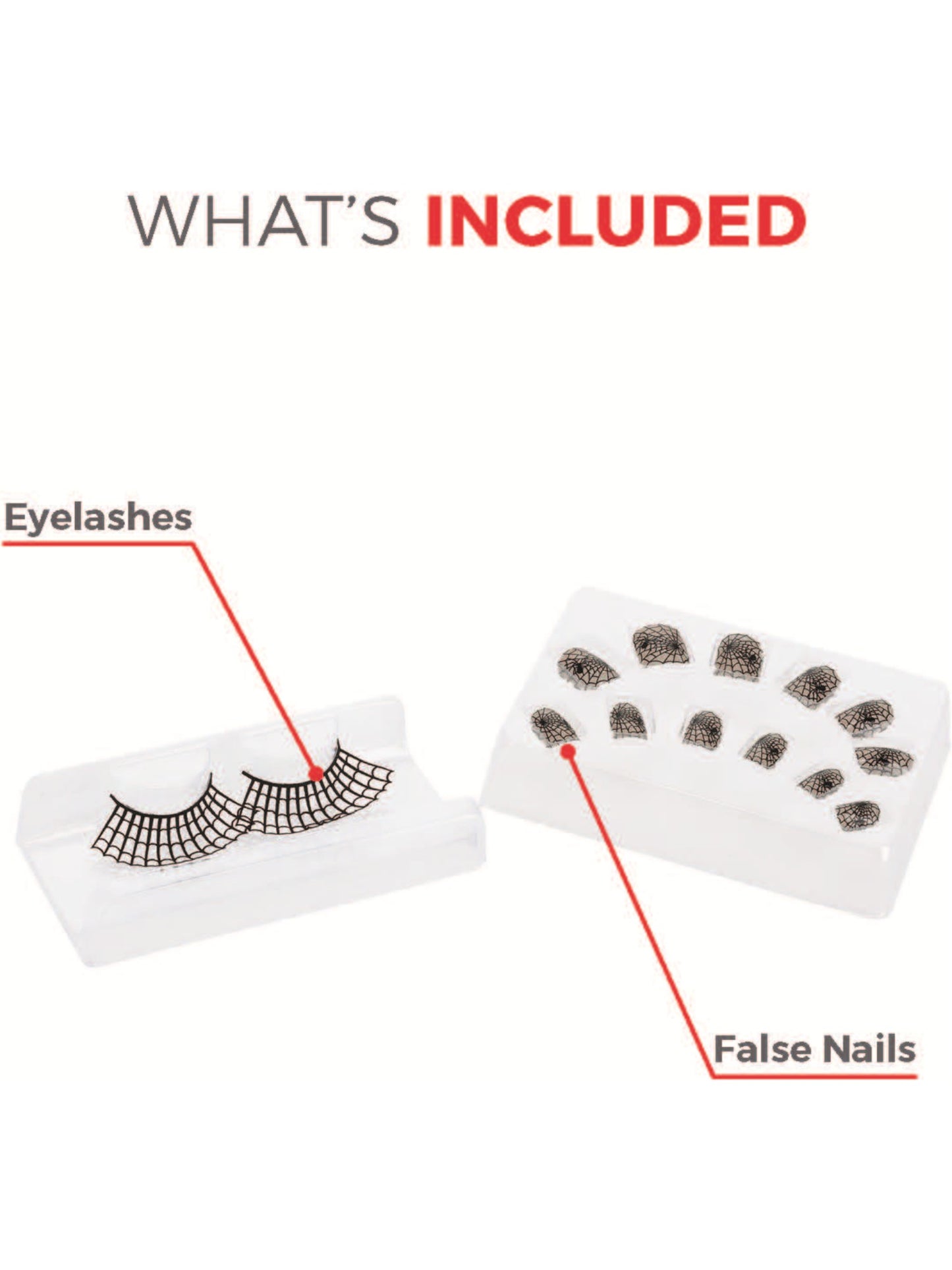 Smiffys Make-Up FX, Spiderweb Eyelash & Nails Set